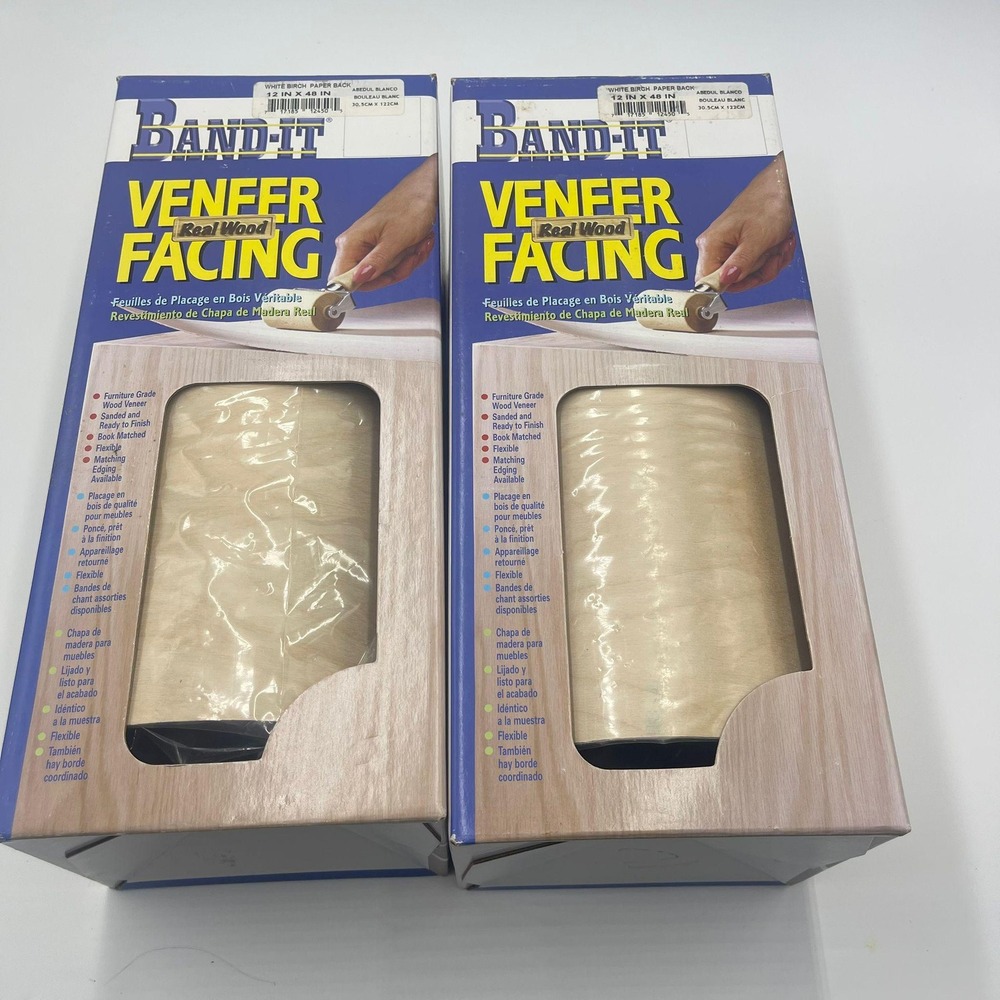 Band-It Real Wood Veneer Facing White Birch Paper Back 12 in x 48 in New